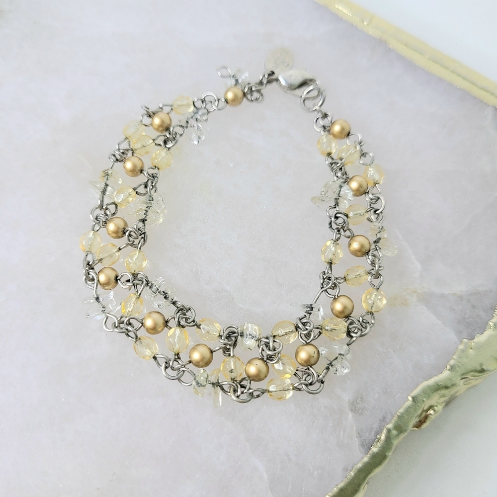 Carolee Faux Pearl Silver-Tone Chain Vintage Bracelet